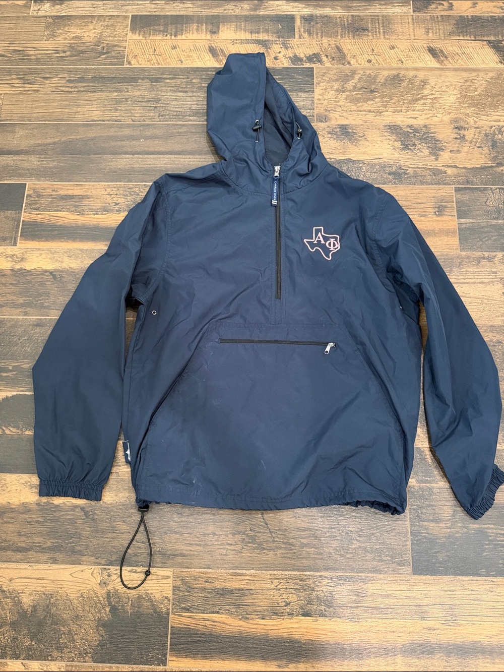 Texas Tech Alpha Phi Navy Hooded Windbreaker Jacket with Texas Logo